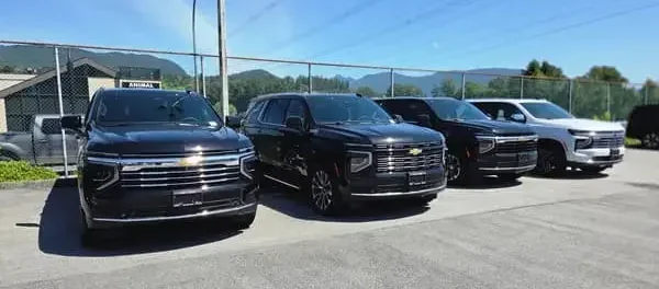 Full-size Chevrolet Suburban luxury SUVs for a Vancouver to Seattle transfer