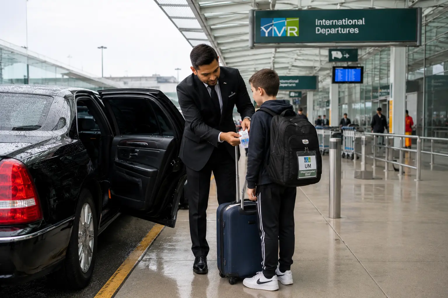 Safe ground transfer for an unaccompanied minor after landing at YVR terminal Vancouver