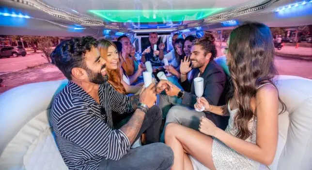 Birthday party bus interior with lighting for a Vancouver birthday party